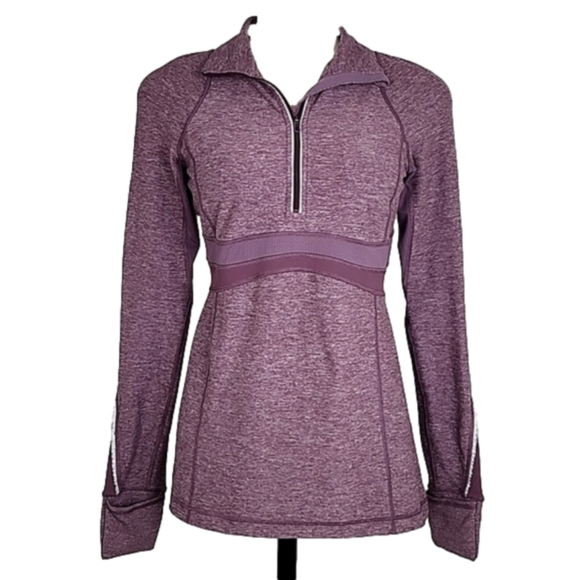 lululemon athletica Jackets & Blazers - Lululemon Full Tilt Pullover Half Zip Top Heathered Purple Thumbholes Soft Sz 8